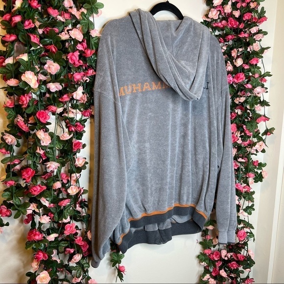 🌹VTG Platinum Fubu Muhammad Ali Gray Fleece Zip Up Hoodie Mens XL Y2K - Picture 5 of 8
